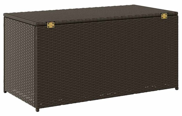 Barna polyrattan kerti tárolóláda 100 x 50 x 50 cm