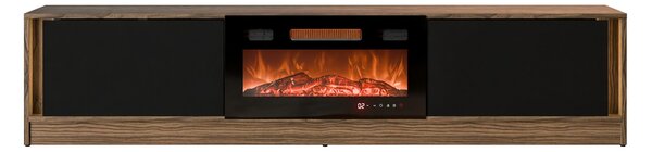 TV-állvány Charlotte 217, Edzett üveg, Laminált forgácslap, 40x180x39cm, Fekete, Dió