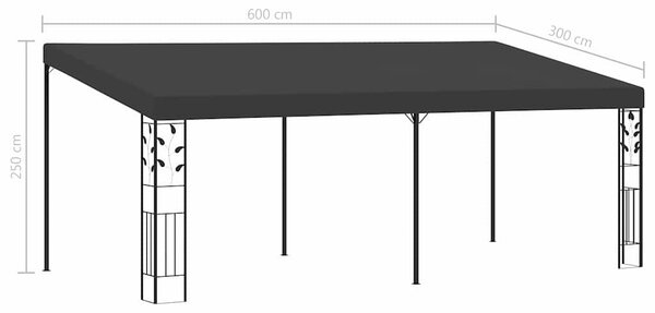 Antracitszürke falra szerelhető pavilon 6 x 3 x 2,5 m