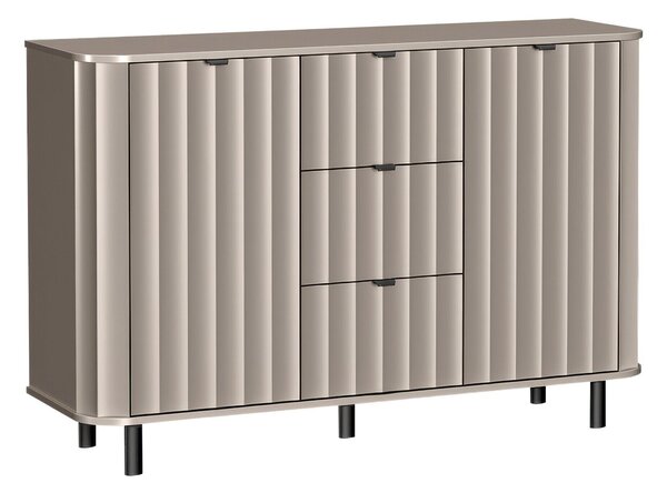 Komód Larala 100, Közepes sűrűségű farostlemez, Laminált forgácslap, 91x138x41cm, Szürkés bézs