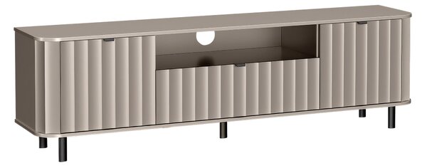 TV-állvány Larala 105, Közepes sűrűségű farostlemez, Laminált forgácslap, 57x196x41cm, Szürkés bézs