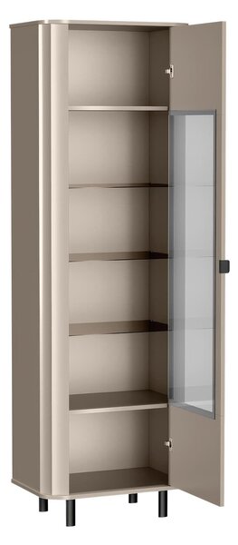 Könyvespolc Larala 104, Ajtókkal, Zárt, Közepes sűrűségű farostlemez, Laminált forgácslap, 200x66x41cm, Szürkés bézs