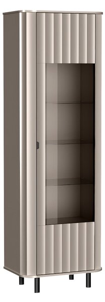 Könyvespolc Larala 104, Ajtókkal, Zárt, Közepes sűrűségű farostlemez, Laminált forgácslap, 200x66x41cm, Szürkés bézs