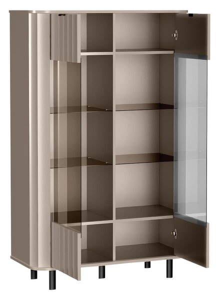 Könyvespolc Larala 109, Ajtókkal, Zárt, Közepes sűrűségű farostlemez, Laminált forgácslap, 155x99x41cm, Szürkés bézs