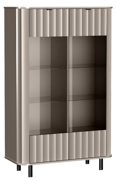 Könyvespolc Larala 109, Ajtókkal, Zárt, Közepes sűrűségű farostlemez, Laminált forgácslap, 155x99x41cm, Szürkés bézs