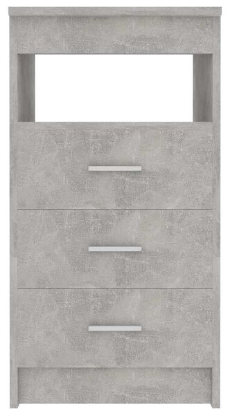 Betonszürke szerelt fa fiókos szekrény 40 x 50 x 76 cm