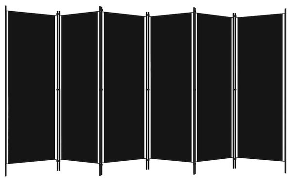 Fekete 6 paneles paraván 300 x 180 cm