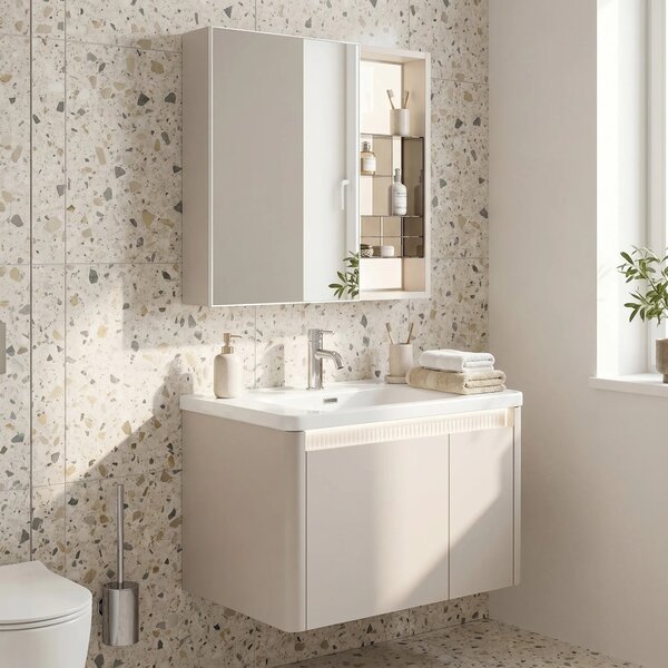 Fürdőszobabútor szett mosdóval DE07-60 Beige 60CM