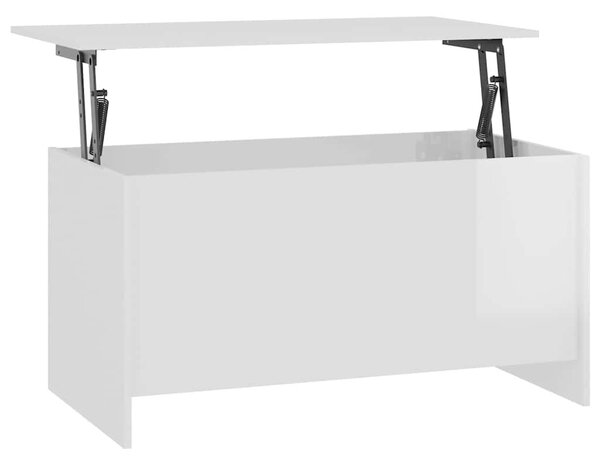 Magasfényű fehér szerelt fa dohányzóasztal 102 x 55,5 x 52,5 cm