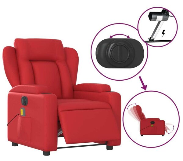 VidaXL bordó műbőr elektromos dönthető masszázsfotel