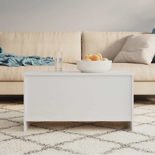 Magasfényű fehér szerelt fa dohányzóasztal 102 x 55,5 x 52,5 cm