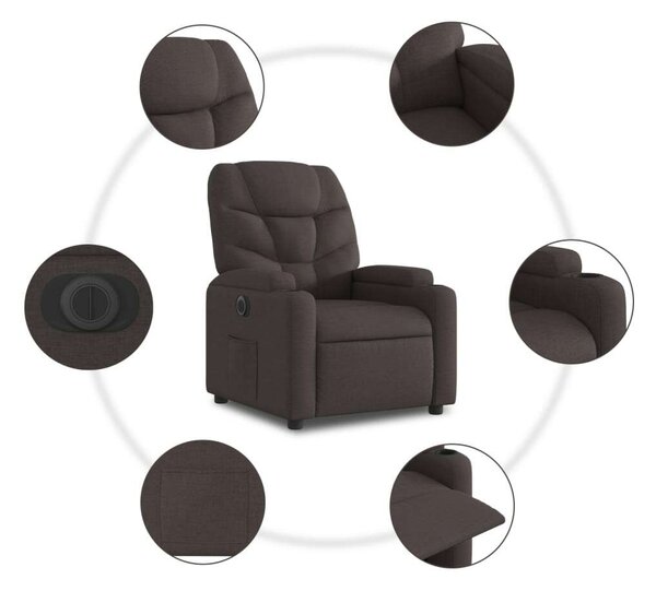 Elektromos Relax Fotel - Sötétbarna Szövet