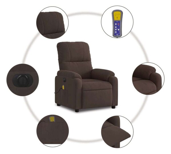 VidaXL barna mikroszálas szövet elektromos dönthető masszázsfotel