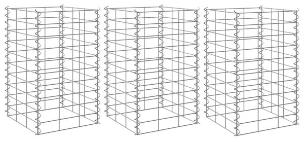 3 db vas gabion magaságyás 30 x 30 x 50 cm