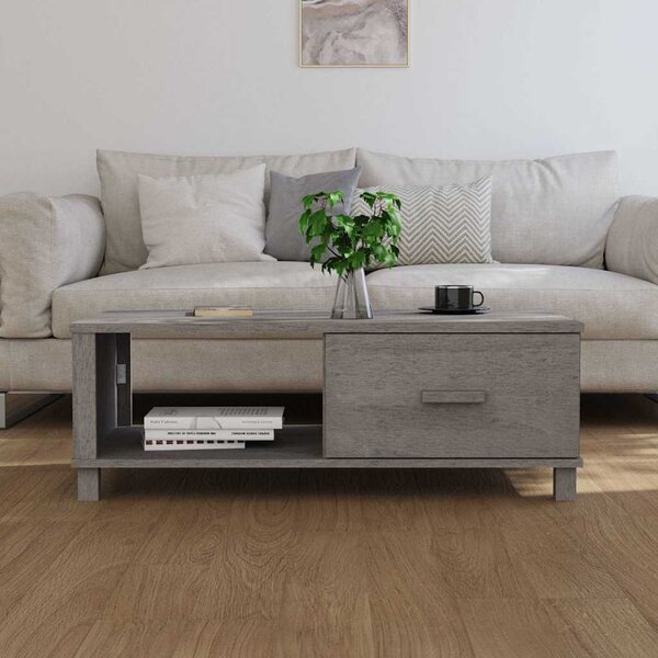 HAMAR világosszürke tömör fenyőfa dohányzóasztal 100x55x35 cm
