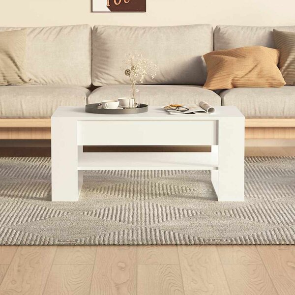 Fehér szerelt fa dohányzóasztal 102x55x45 cm