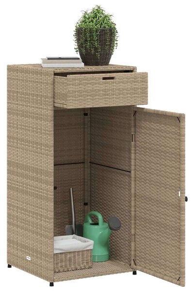 VidaXL bézs polyrattan kerti tárolószekrény 55 x 55 x 111 cm