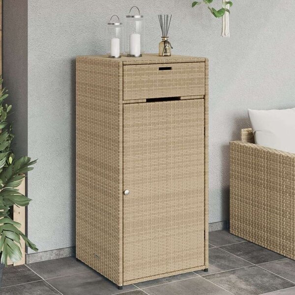 VidaXL bézs polyrattan kerti tárolószekrény 55 x 55 x 111 cm