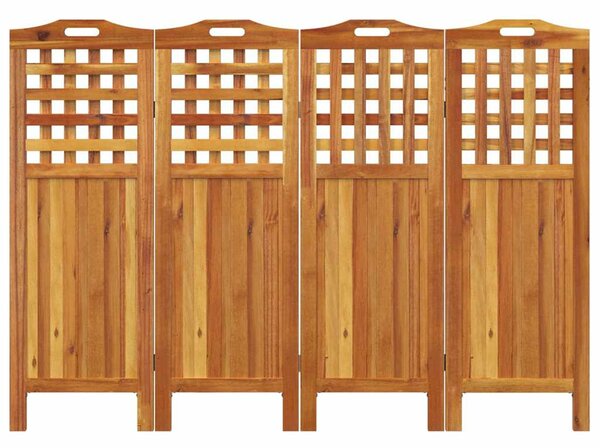 4 paneles tömör akácfa térelválasztó 162x2x115 cm