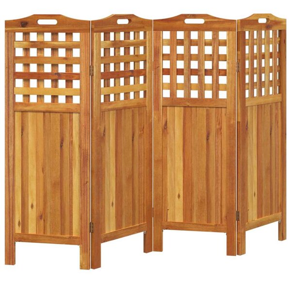 4 paneles tömör akácfa térelválasztó 162x2x115 cm