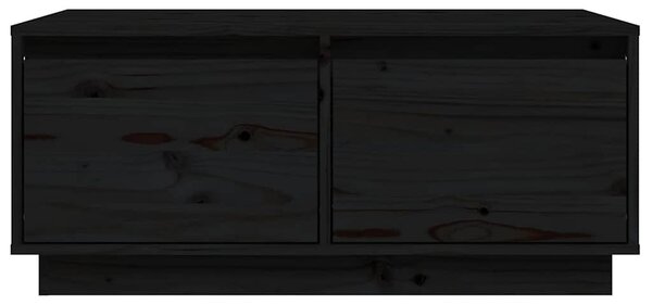 Fekete tömör fenyőfa dohányzóasztal 80x50x35 cm