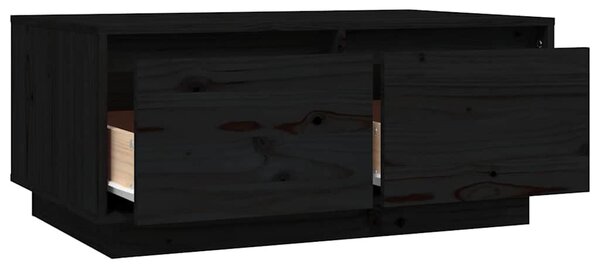 Fekete tömör fenyőfa dohányzóasztal 80x50x35 cm