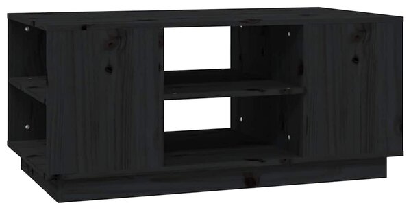 Fekete tömör fenyőfa dohányzóasztal 90 x 49 x 40,5 cm
