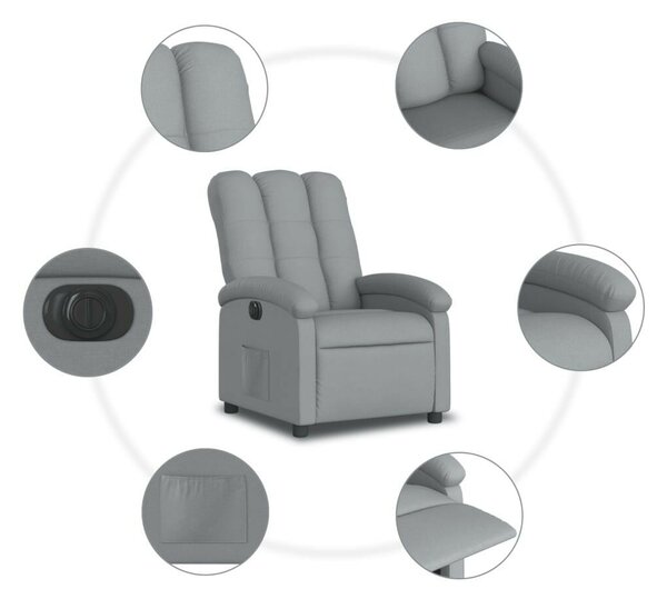 Elektromos Dönthető Fotel - Világosszürke Szövet