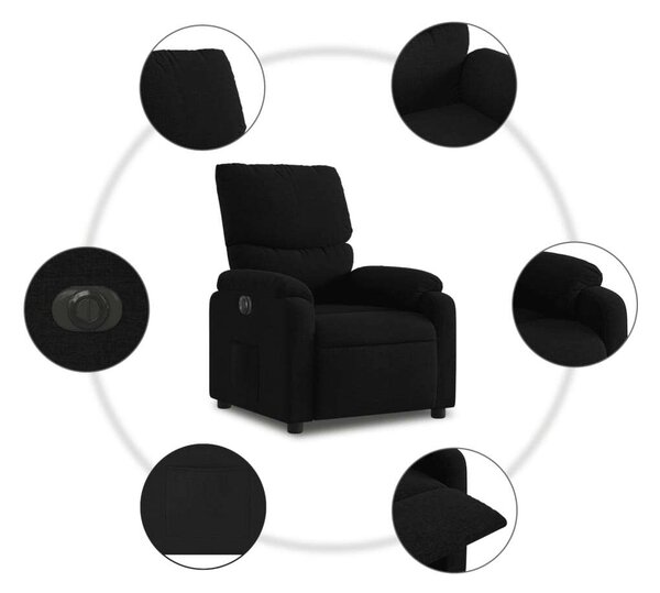 Elektromos Relax Fotel - Fekete Szövet