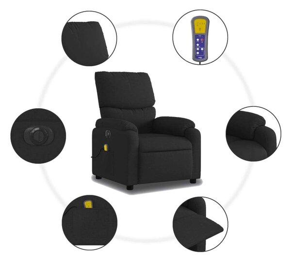 VidaXL fekete szövet elektromos dönthető masszázsfotel