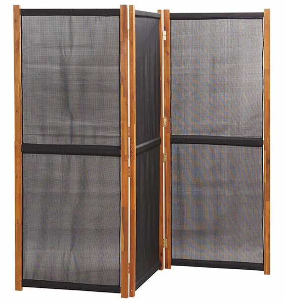 Fekete 3 paneles térelválasztó 210 x 180 cm