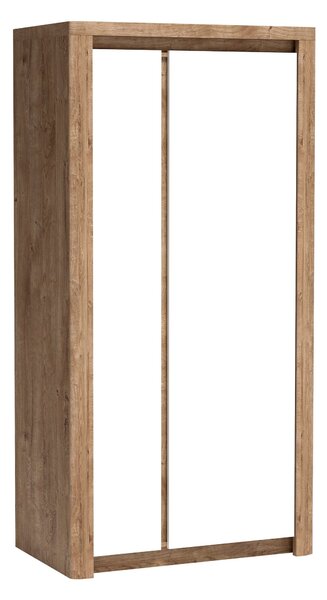 Gardróbszekrény Etrmona 100, Laminált forgácslap, 197x98x59cm, Ribbeck tölgy, Fényes fehér