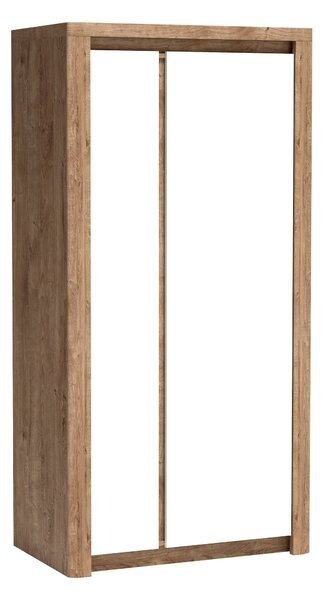 Gardróbszekrény Etrmona 100, Laminált forgácslap, 197x98x59cm, Fényes fehér, Ribbeck tölgy