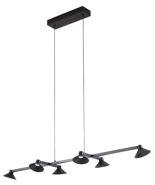 Függőlámpa Lucande, Steve, dimmable, Fekete, Étkező, Fém, Modern