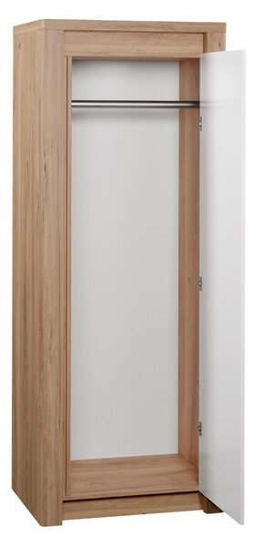 Gardróbszekrény Etrmona 101, Laminált forgácslap, 197x72x59cm, Ribbeck tölgy, Fényes fehér