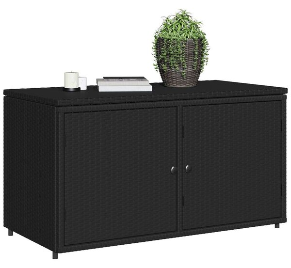 VidaXL fekete polyrattan kerti tárolószekrény 110 x 55 x 60,5 cm