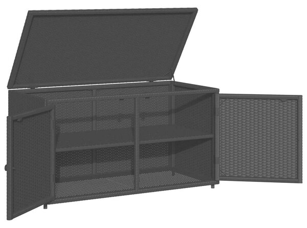 VidaXL fekete polyrattan kerti tárolószekrény 110 x 55 x 60,5 cm