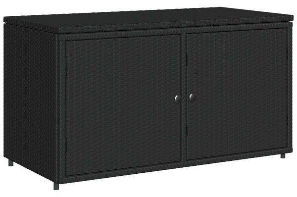 VidaXL fekete polyrattan kerti tárolószekrény 110 x 55 x 60,5 cm