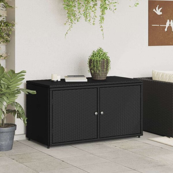 VidaXL fekete polyrattan kerti tárolószekrény 110 x 55 x 60,5 cm