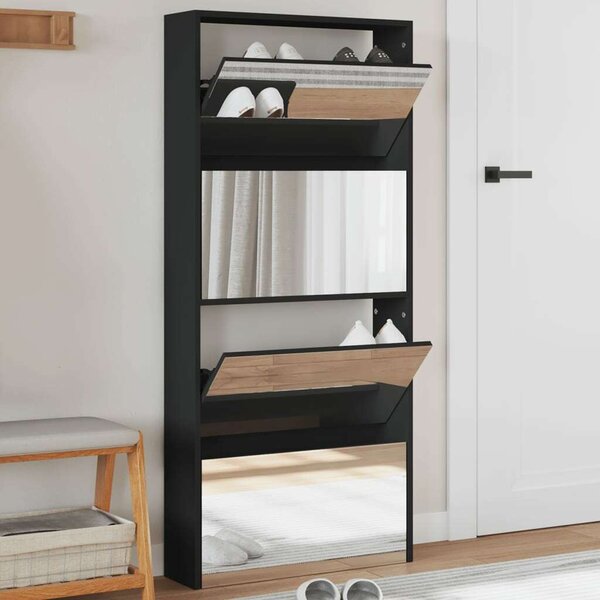 VidaXL Cipőtartó Szekrény - 4 Fiókos - Tükörrel - 63x17x134cm