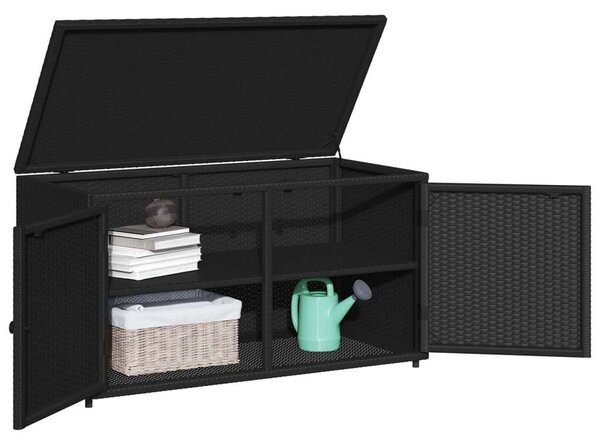 VidaXL fekete polyrattan kerti tárolószekrény 110 x 55 x 60,5 cm