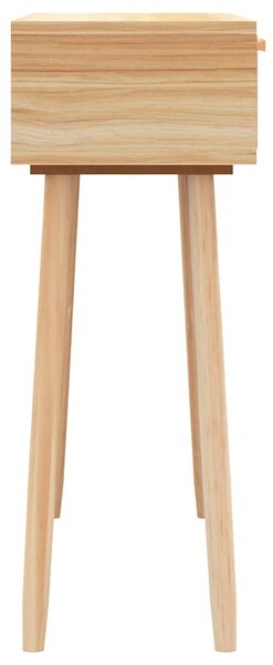 Barna tömör fenyő és természetes rattan kisasztal 80x30x75 cm