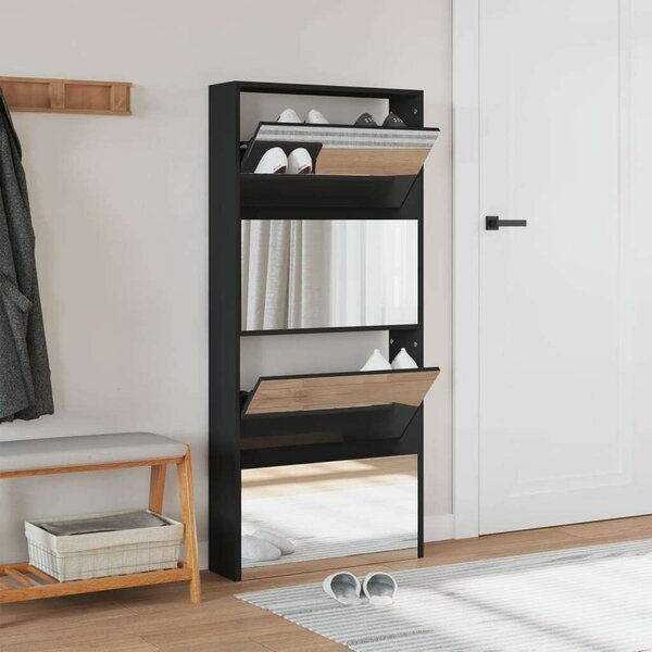 VidaXL Cipőtartó Szekrény - 4 Fiókos - Tükörrel - 63x17x134cm