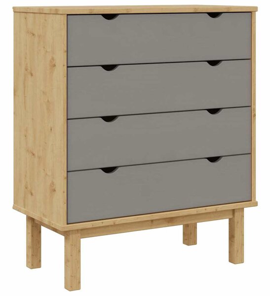 OTTA barna-szürke tömör fenyőfa éjjeliszekrény 76,5x39,5x90 cm