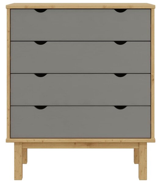 OTTA barna-szürke tömör fenyőfa éjjeliszekrény 76,5x39,5x90 cm
