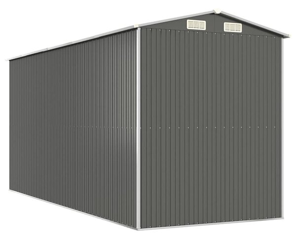 Világosszürke horganyzott acél kerti fészer 192 x 440 x 223 cm