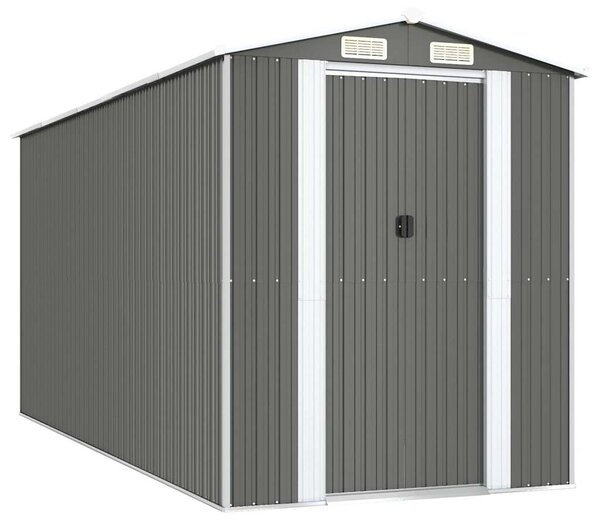 Világosszürke horganyzott acél kerti fészer 192 x 440 x 223 cm