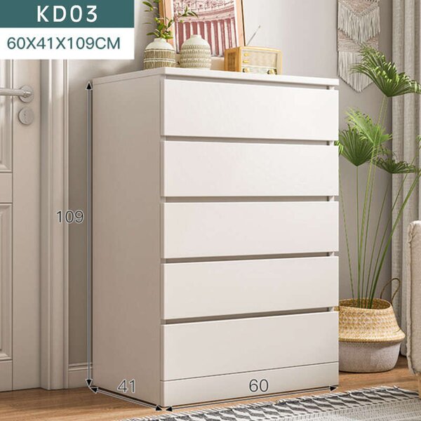 Fehér 5 Fiókos Komód - 60x41x109 cm