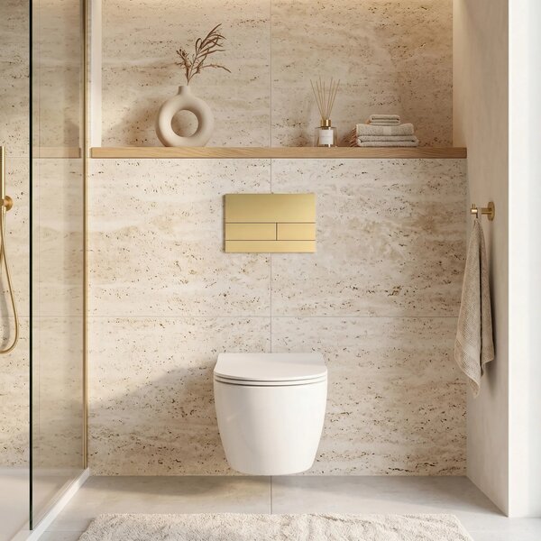 Beépíthető WC Tartókeret Szett Slim 024N T Brush Gold Nyomólappal