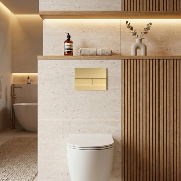 Beépíthető WC Tartókeret Szett Slim 024N T Brush Gold Nyomólappal